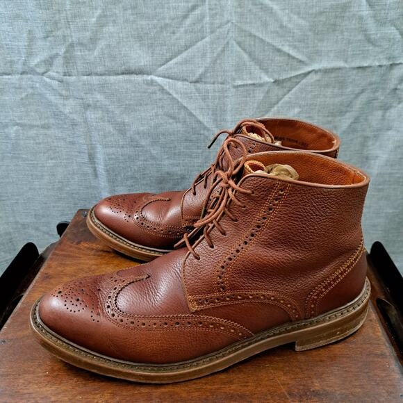 Florsheim by Duckie Brown Wingtip Dress Boots Brogue Leather Mens size 10 D - Picture 1 of 13